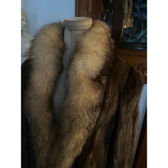 GORGEOUS REAL SILVER FOX & MINK FUR COAT JACKET SIZE M - Picture 3 of 6